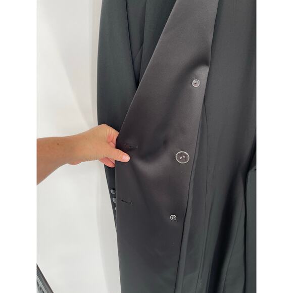 L’Agence Quinton Rosette Detail Long Tuxedo Jacket Coat In Black size 6 - Picture 5 of 15